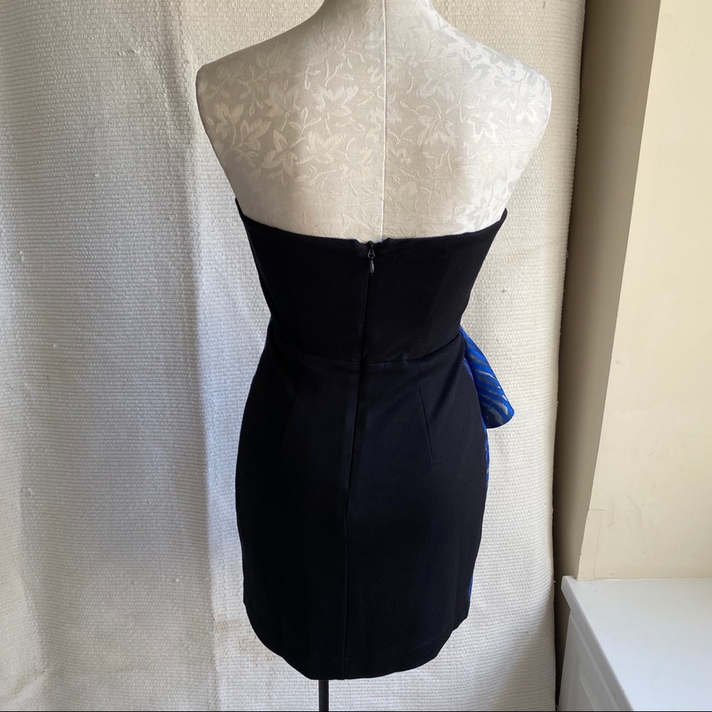 Bebe S Swirl Print Strapless Mini Dress Blue Black - Picture 5 of 8